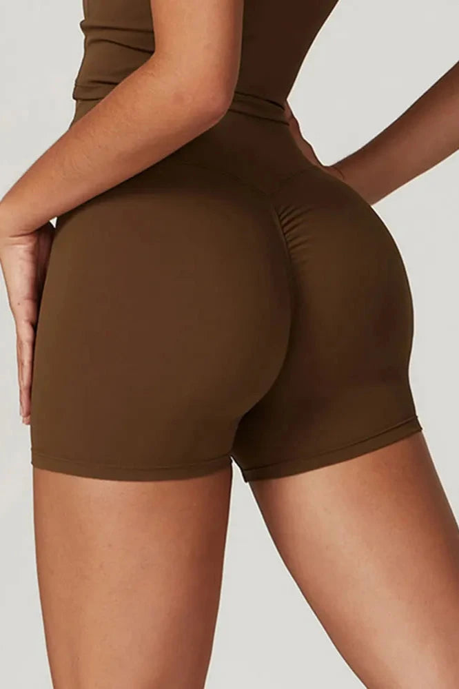 High Waist Yoga Shorts for WomenBrown / L