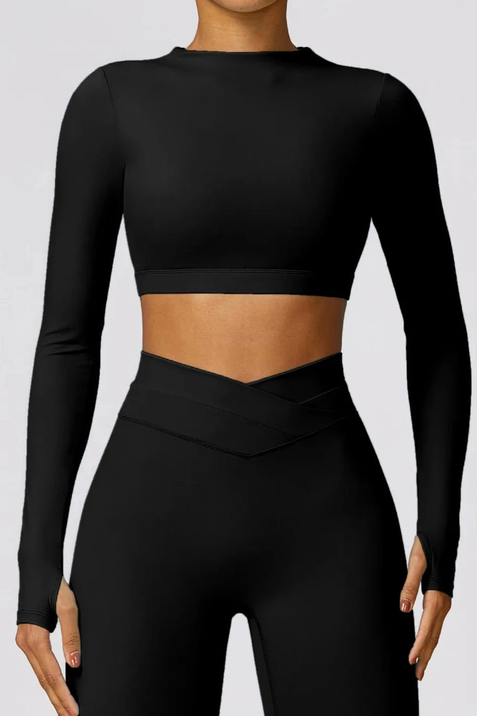 Hollow Out Long Sleeve Yoga TopBlack