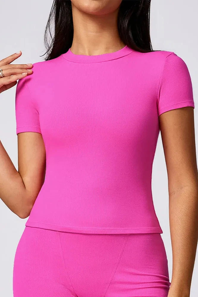 Ribbed Quick-Dry Yoga Crop Top