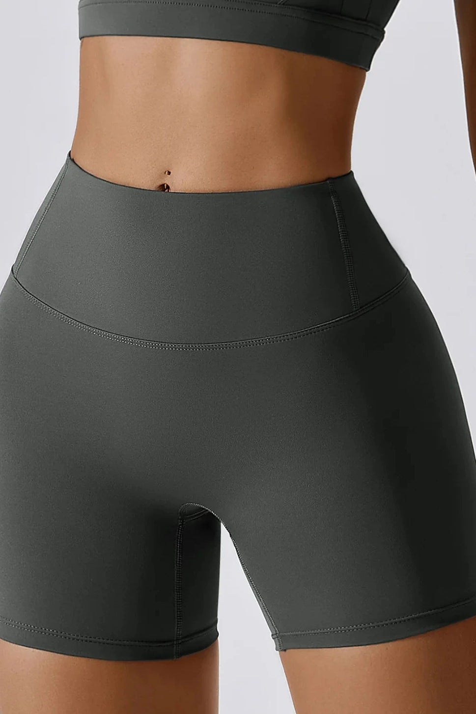 High Waist Quick Dry Yoga ShortsGreen / S