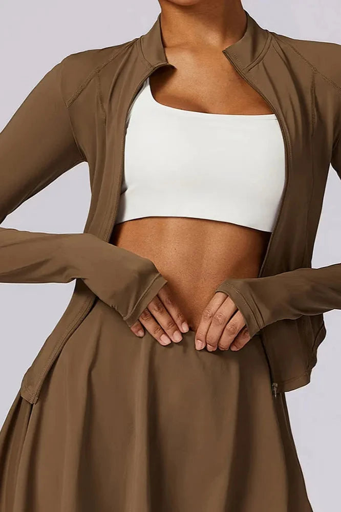 Long Sleeve Zipper Yoga Top