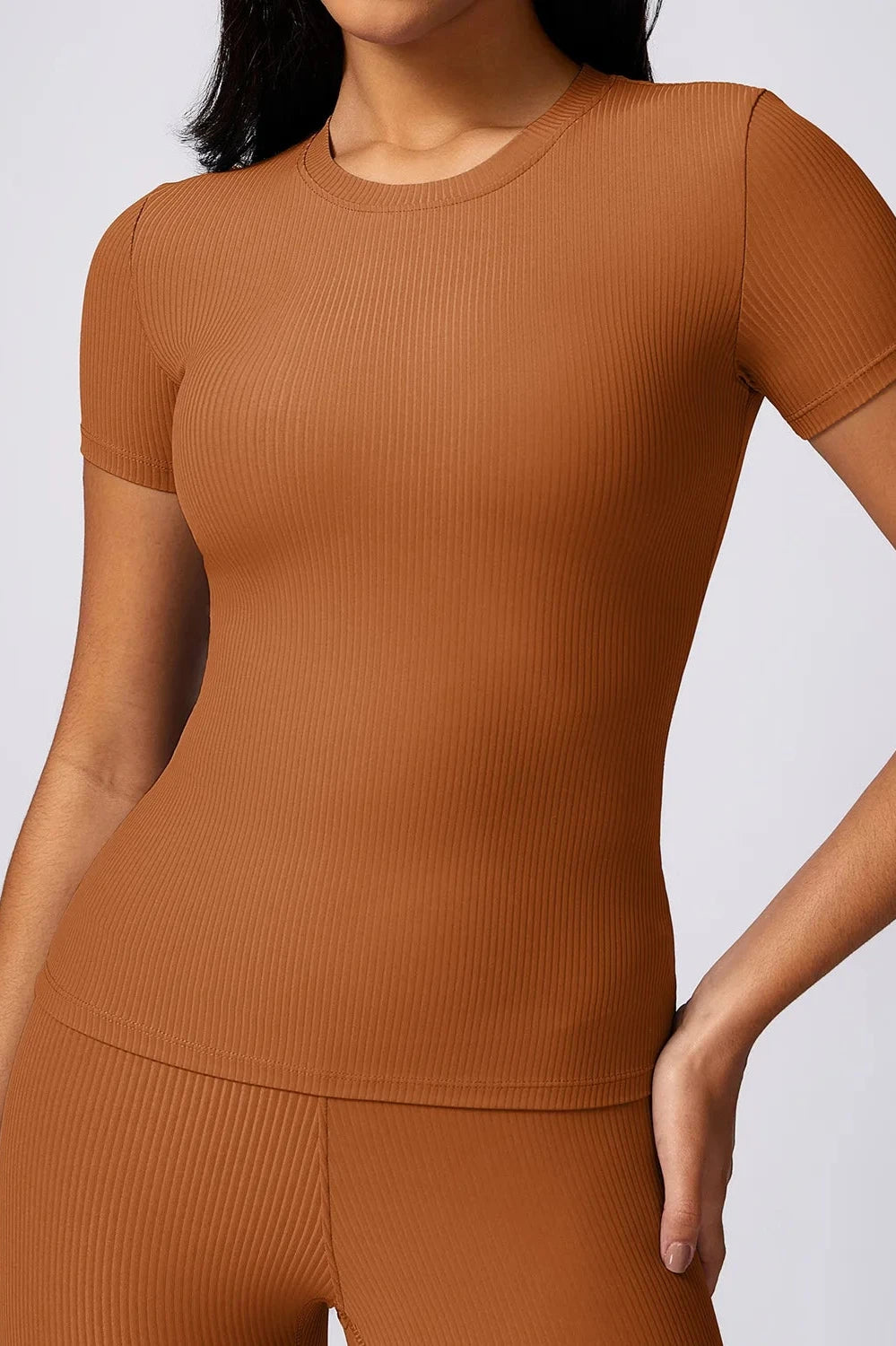 Quick-Dry Ribbed Yoga Crop Top