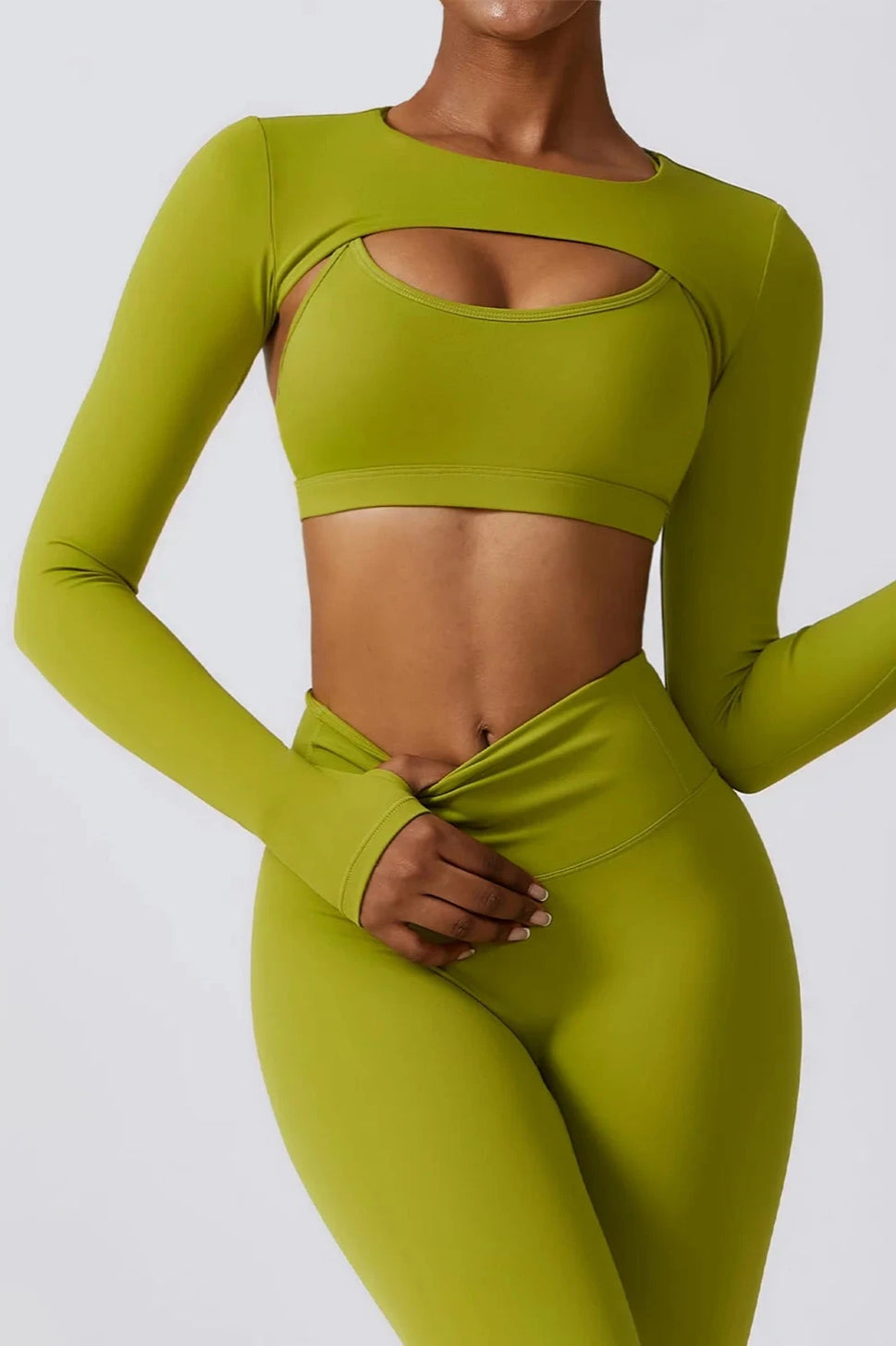 Long Sleeve Shawl Yoga CamisoleGreen