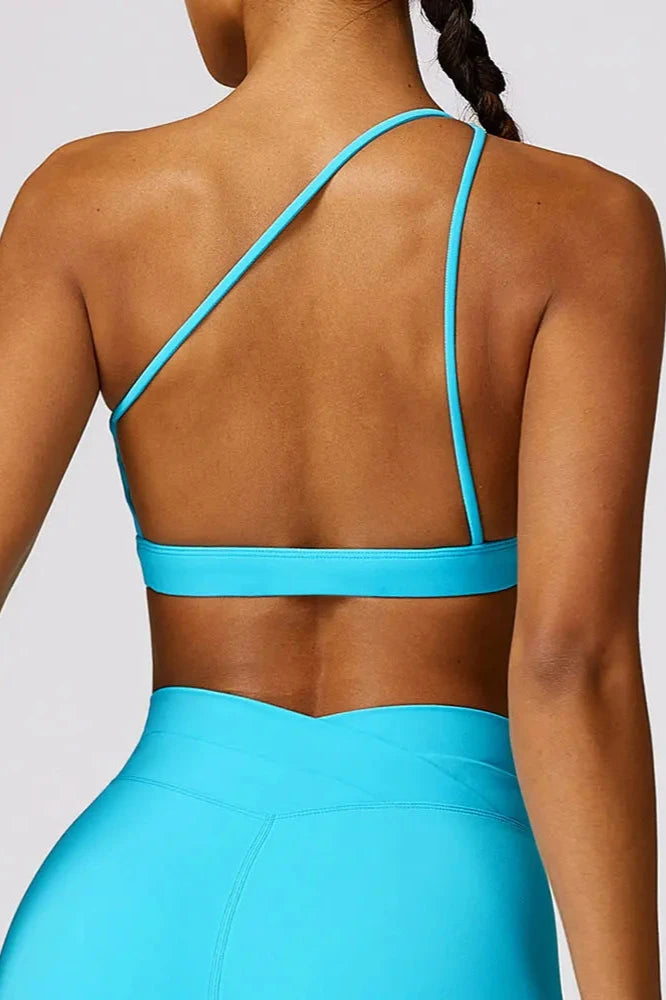 One Shoulder High Support Fitness TopSky Blue / L