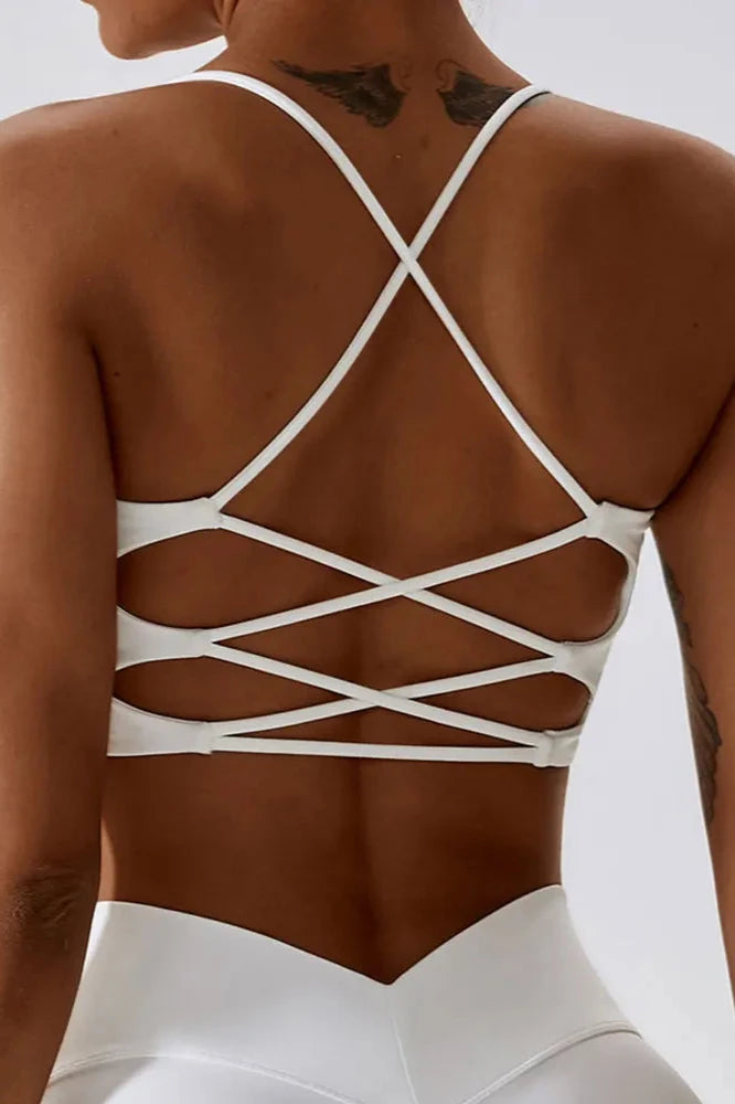 Cross Strap Breathable Workout TopWhite / XL