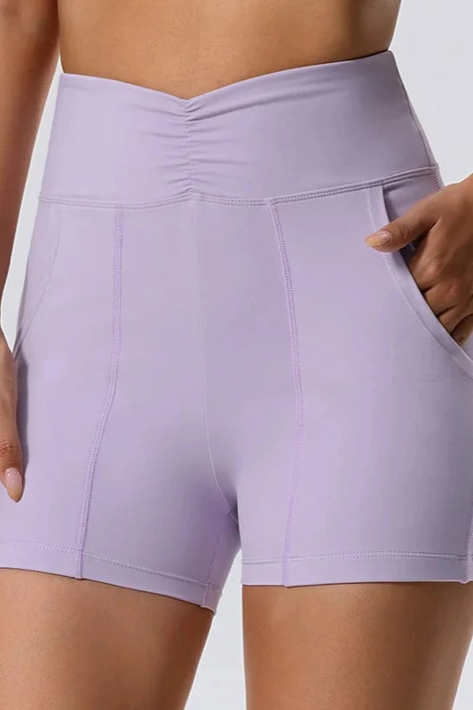 High Waist Quick Dry Yoga Shorts with Pocket