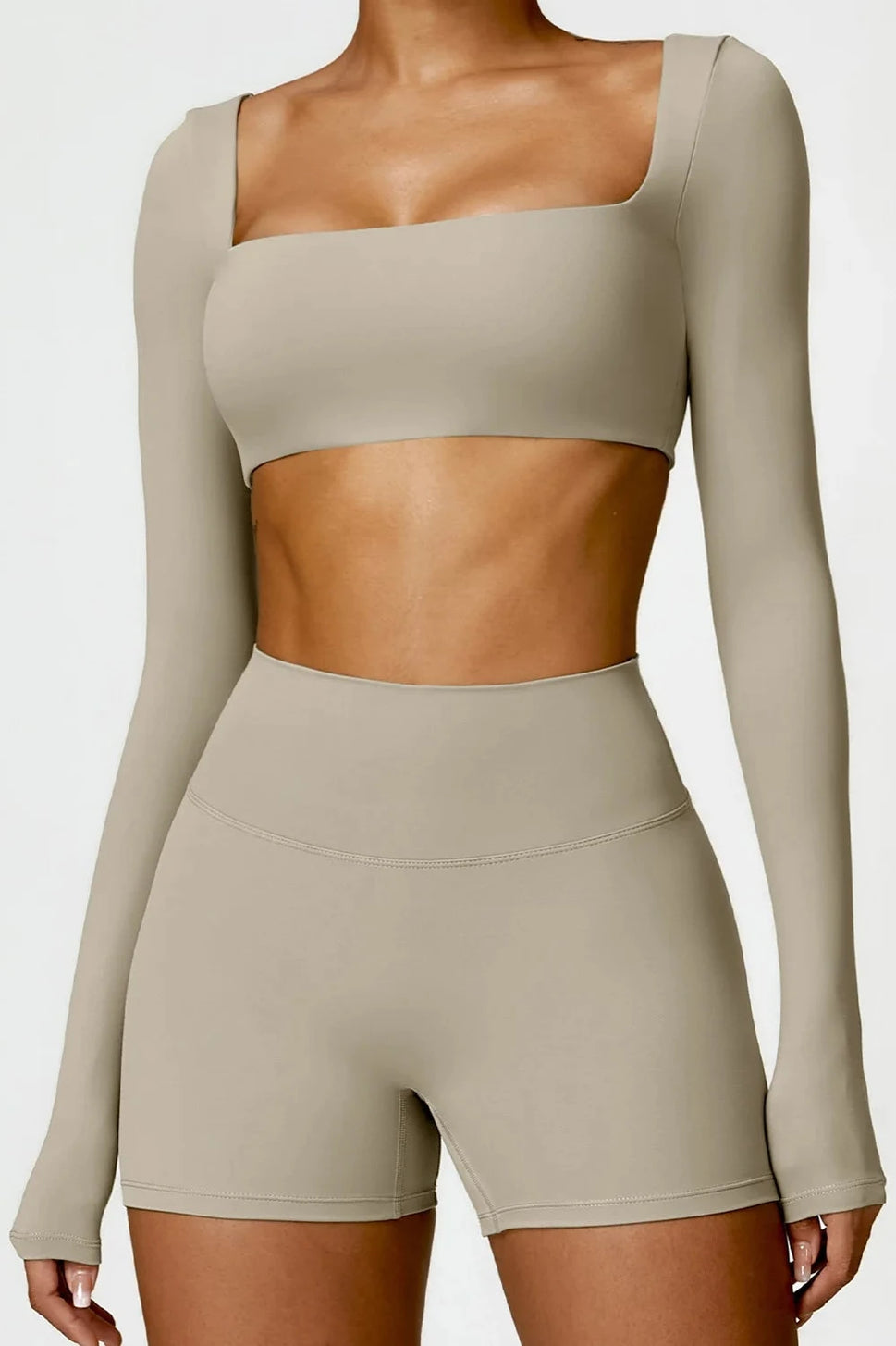 Long Sleeve Winter Yoga TopBeige