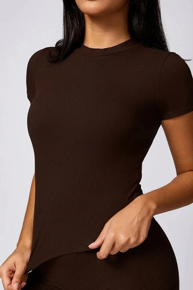 Ribbed Quick-Dry Yoga Crop Top