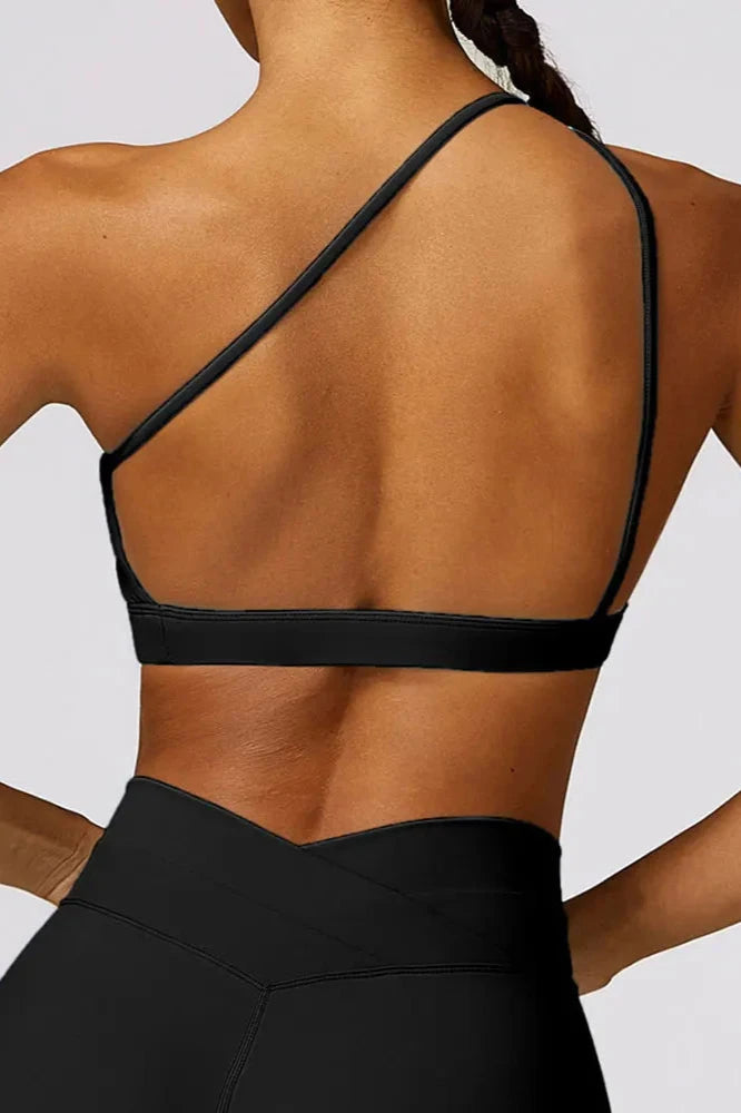 One Shoulder High Support Fitness TopBlack / L