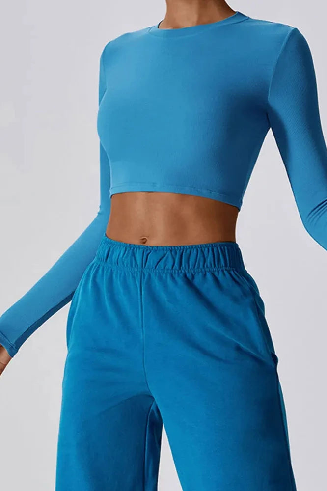 Long Sleeve Quick Dry Yoga ShirtBlue