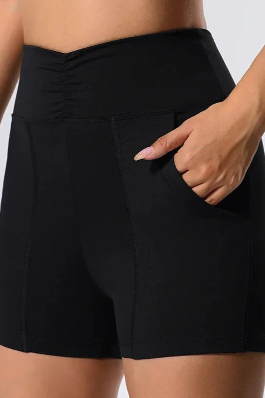 High Waist Quick Dry Yoga Shorts with Pocket