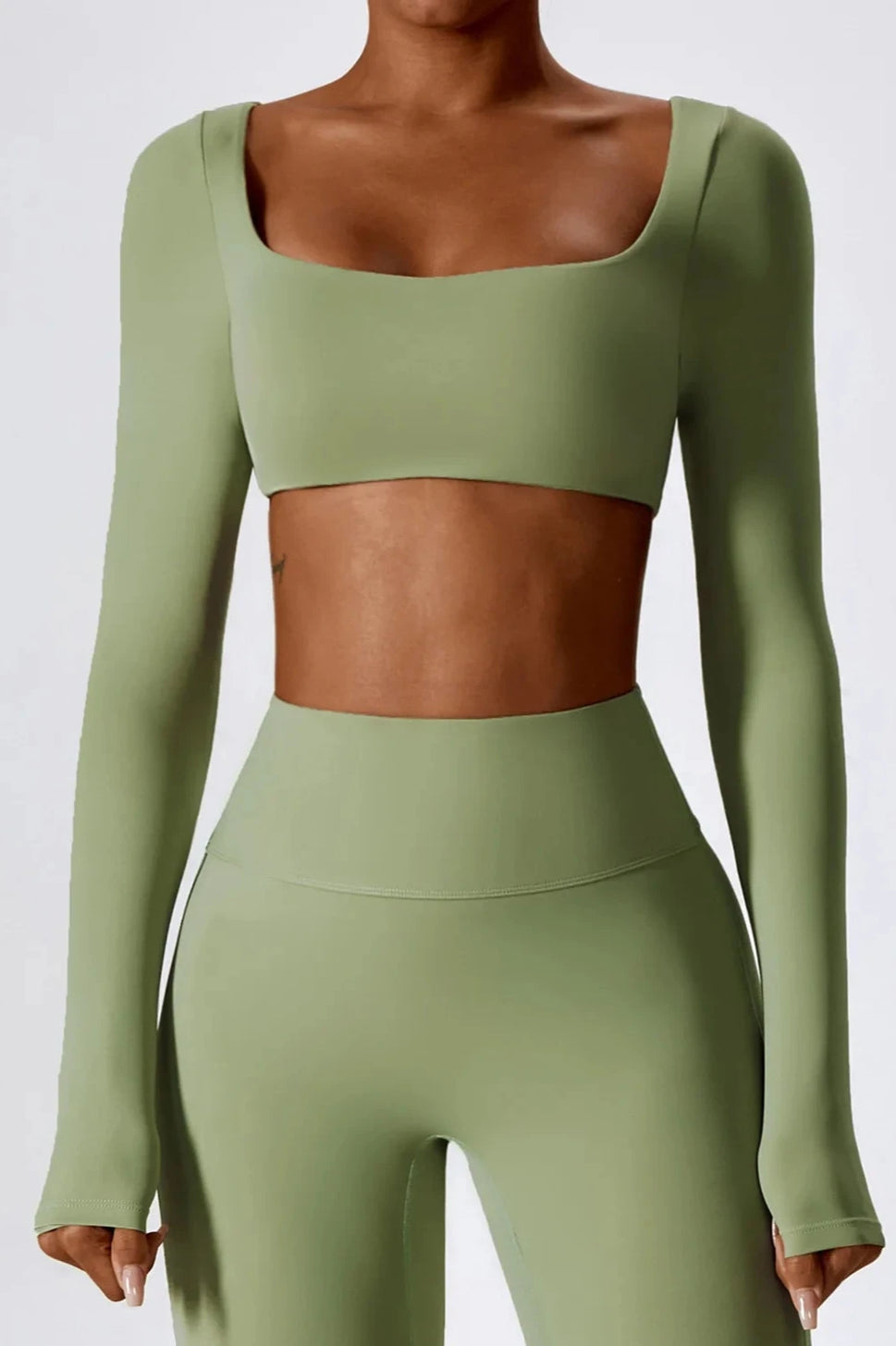Seamless Long Sleeve Workout TopGreen
