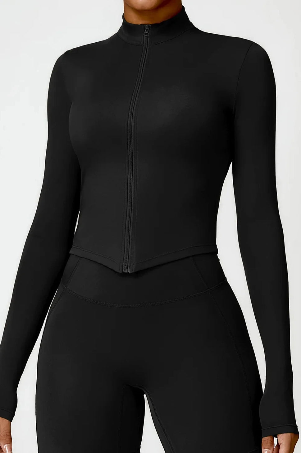 Full Zip-Up Stretchy Yoga JacketBlack